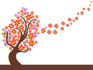 Fototapeta premium spring flowers tree flowing