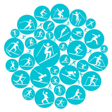 round winter sport game symbol