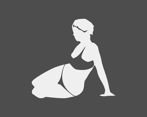 Beautiful sexy fitness girl. Pretty woman wearing bikini. Front view.