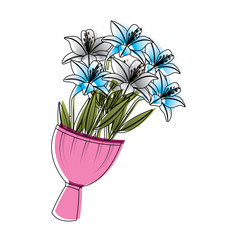 elegance delicate bouquet lilies flowers wrapped vector illustration