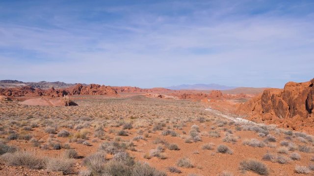 Panning Desert With Sand and Cliffs In Red Rock Canyon National Conservation