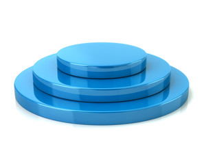 Empty blue podium 3d illustration on white background