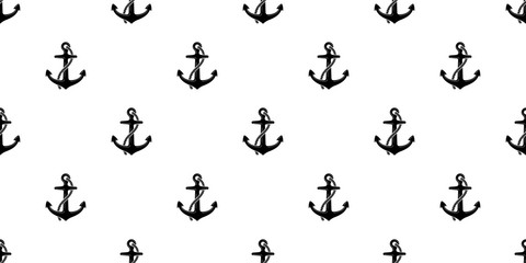 Naklejka premium Anchor Seamless Pattern vector helm boat isolated maritime Nautical ocean sea wallpaper background white
