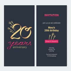20 years anniversary invitation card vector