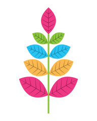 colored leaves branch decoration natural vector illustration