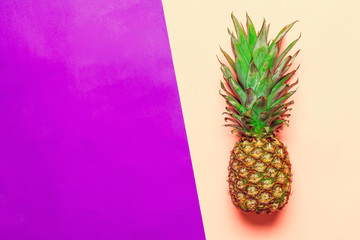Fototapeta premium pineapple on colored paper
