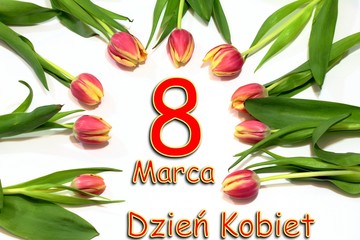 Dzień kobiet kartka z polskim tekstem, 8 marca międzynarodowy dzień kobiet