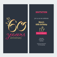 Fototapeta na wymiar 60 years anniversary invitation card vector