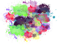  illustration of colorful promotional background for Festival of Colors celebration called holi, left place to write