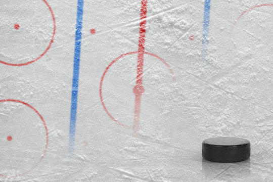 A washer and a fragment of a hockey arena with markings