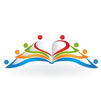 Education book teamwork logo vector image