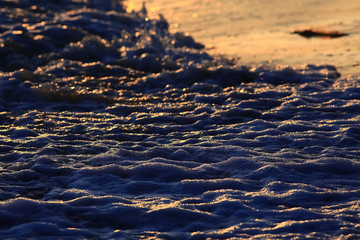 Texture of the waves at sunset