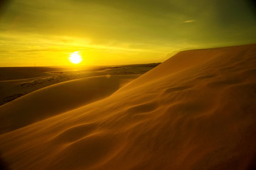 Fototapeta na wymiar Desert at sunset in the evening