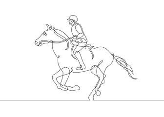 continuous line drawing rider on horseback