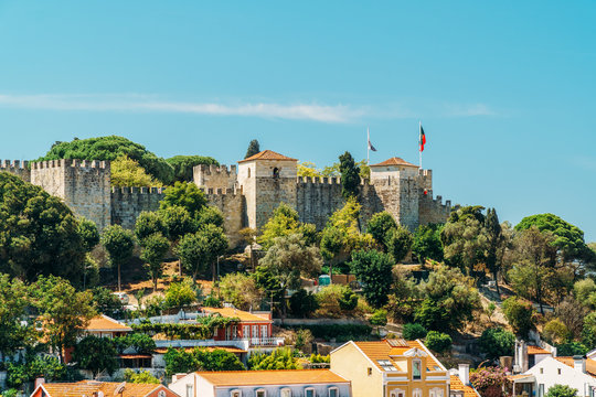 Panoramic View Of Sao Jorge Castle In Portugal