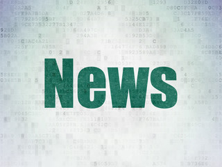 News concept: Painted green word News on Digital Data Paper background