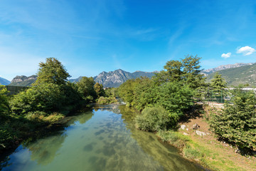 Fototapeta na wymiar Sarca River - Fiume Sarca - Trentino Italy