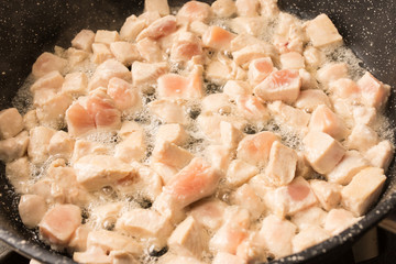 chicken breast fried in oil