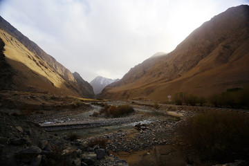 mountain landscape of the cliff in the Himalayas