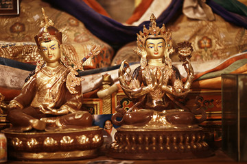 Buddhist statues in the temple tuibet