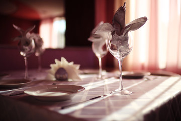 serving cutlery knife fork restaurant tablecloth