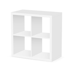 Small square shelf unit isolated on white background. Vector illustration