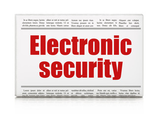 Protection concept: newspaper headline Electronic Security on White background, 3D rendering