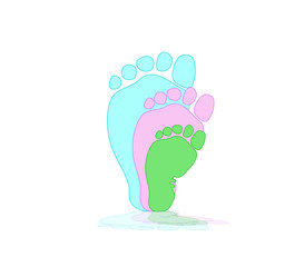 
Three footprints - mom, dad and baby. The concept of family, love and care. Parenthood, motherhood, fatherhood. Vector illustration of a trace from the foot icon. 