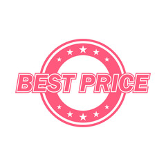 Best price label. Red color, isolated on white.