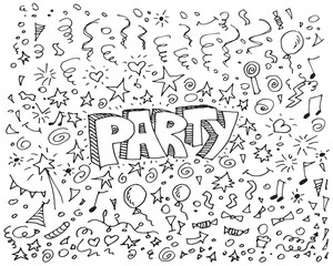 Party doodles on white background