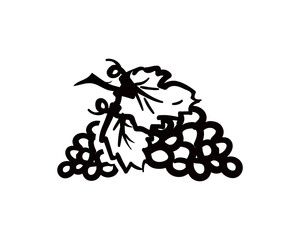 Simple Line Art Grapes Fruit Hand Drawing Symbol Logo Vector