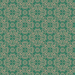 Seamless Ornamental Pattern. Beige und Turquoise Color.