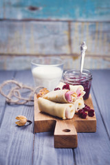 pancakes with cherry jam