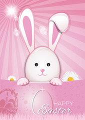 Easter bunny. Easter rabbit. Easter card with cute Easter bunny. Vector illustration