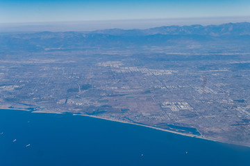 Aerial view of the shore of Los Angeles County