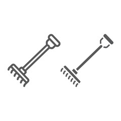 Rake line and glyph icon, farming and agriculture, garden tool sign vector graphics, a linear pattern on a white background, eps 10.