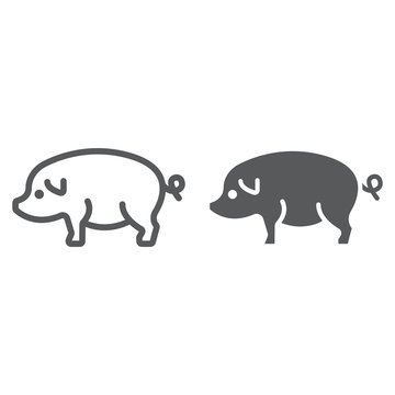 Pig line and glyph icon, farming and agriculture, pork meat vector graphics, a linear pattern on a white background, eps 10.