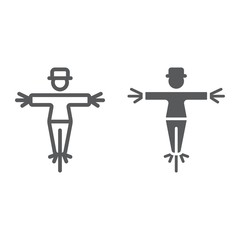 Scarecrow line and glyph icon, farming and agriculture, guard sign vector graphics, a linear pattern on a white background, eps 10.