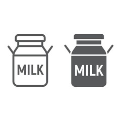 Milk can line and glyph icon, farming and agriculture, milk container sign vector graphics, a linear pattern on a white background, eps 10.