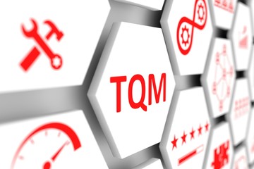 TQM concept cell blurred background 3d illustration