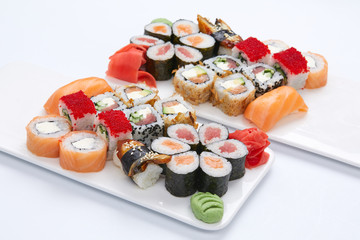 sushi set on the white background