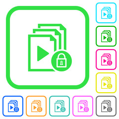 Lock playlist vivid colored flat icons