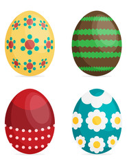 Set of Easter eggs with different texture on a white background