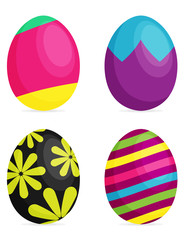 Set of Easter eggs with different texture on a white background