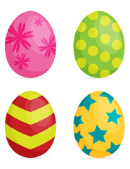 Set of Easter eggs with different texture on a white background