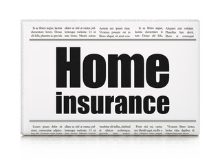 Insurance concept: newspaper headline Home Insurance on White background, 3D rendering