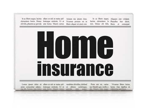 Insurance concept: newspaper headline Home Insurance on White background, 3D rendering