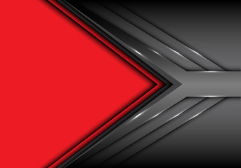 Abstract gray metal arrow overlap on red blank space design modern futuristic background vector illustration.