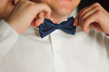 elegant businessman dressed costume before meeting with partners