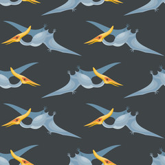 Colorful seamless pattern with the image of funny dinosaurs in cartoon style. Vector background. © olga_a_belova